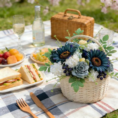 Idyllic Blue Artificial Flower Box - Elegant Wedding Table Centerpiece & Party Decoration