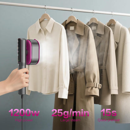 Skiennix 1200W Portable Handheld Garment Steamer - Fast 15-Second Heat-Up, 5 Modes, 110ml Tank | Carbon Gray Purple
