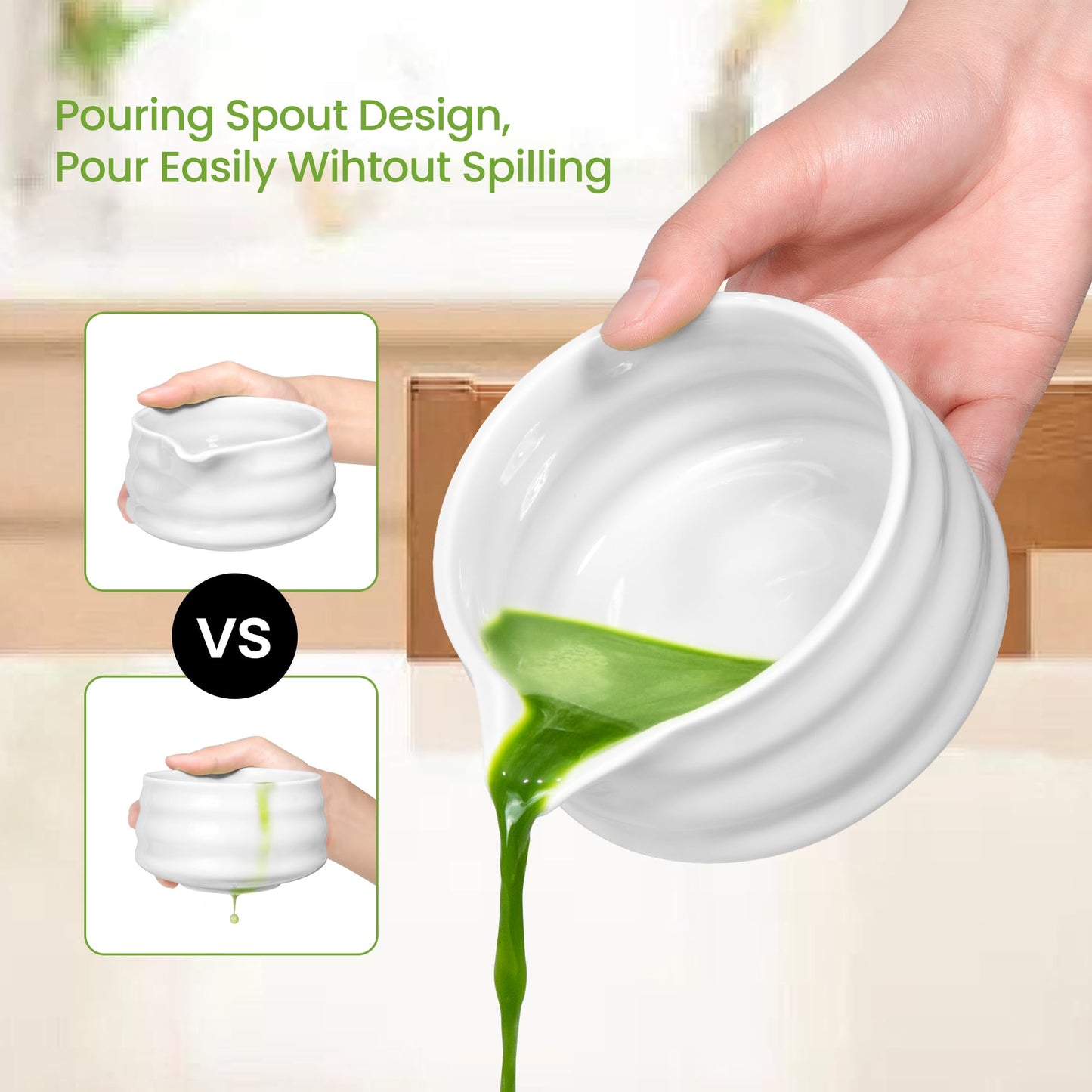 Matcha Whisk Set and Bowl, Matcha Making Kit Whisk, Bowl With Spout, Powder Starter Sifter, Ceramic Whisk Holder, Spoon Japanese Tea Tools For Ceremony Gift (White, 9 Pack)