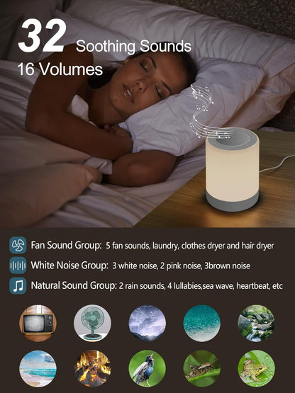Sound Machine - White Noise Machine for Baby with Night Light & 32 High Fidelity Sounds | 5 Timers