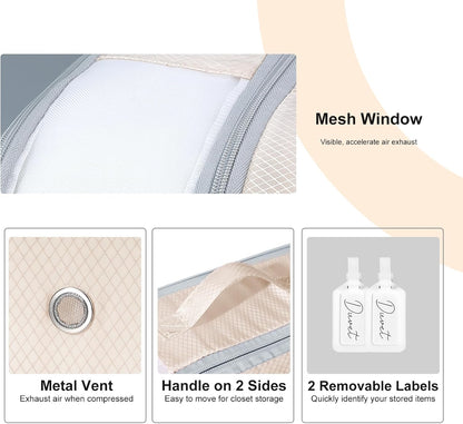 Comforter Storage Bag - Large Capacity Washable Compression Organizer for Bedding | 2-Pack Beige