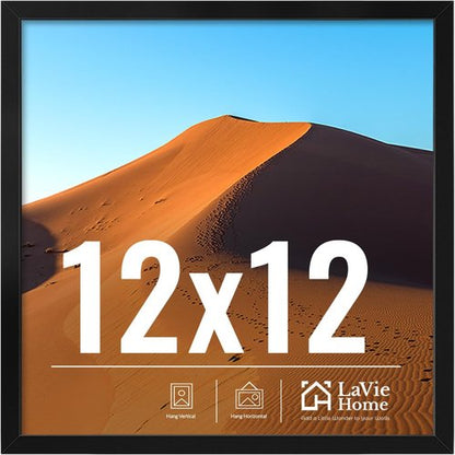 LaVie Home 12x12 Black Picture Frame - HD Plexiglas for Vertical/Horizontal Display | Classic Collection