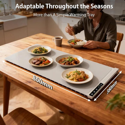 Extra Large Warming Mat for Food 32x15 in - Rollable Countertop Warmer, Off-White
