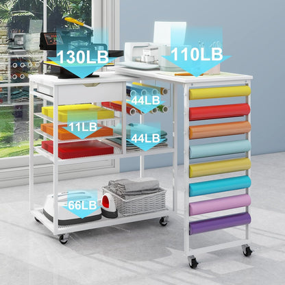 PUNCIA Heat Press Stand - 360° Rotating Craft Cart Table for Cricut | Vinyl Roll Holder & Storage Solution