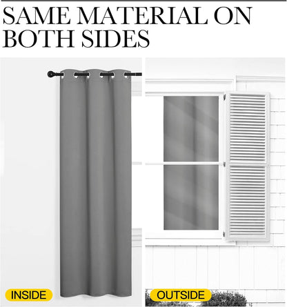 NICETOWN Silver Grey Room Darkening Curtain Panels - 96" Long | Heat-Blocking Drapes for RV & Studio (55" Width, 2 Panels)