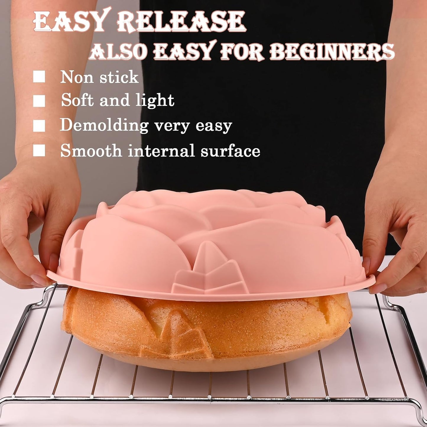 Sakolla Silicone Cake Molds - 3 Pack Flower Shape Baking Molds for Cakes, Breads & Pies | Large Size