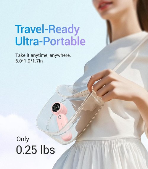 Diveblues Handheld Turbo Fan - USB Rechargeable Portable Pocket Fan for Travel & Outdoor (Pink)