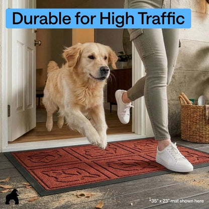GORILLA GRIP 100% Waterproof All-Season WeatherMAX Doormat 35x23, US Designed Natural Rubber, Stain and Fade Resistant, Low Profile Indoor Outdoor Door Mats, Easy Clean Patio Mat, Burgundy Leaves