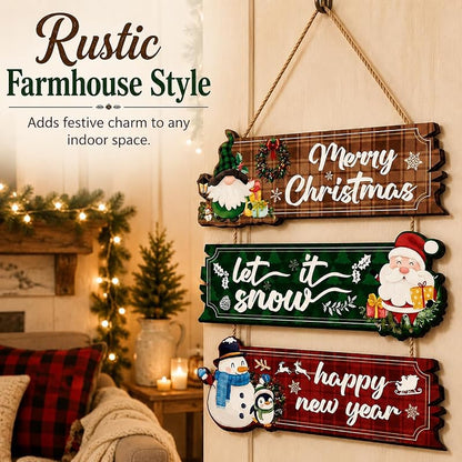 3 Piece Christmas Hanging Sign Wall Decor Set