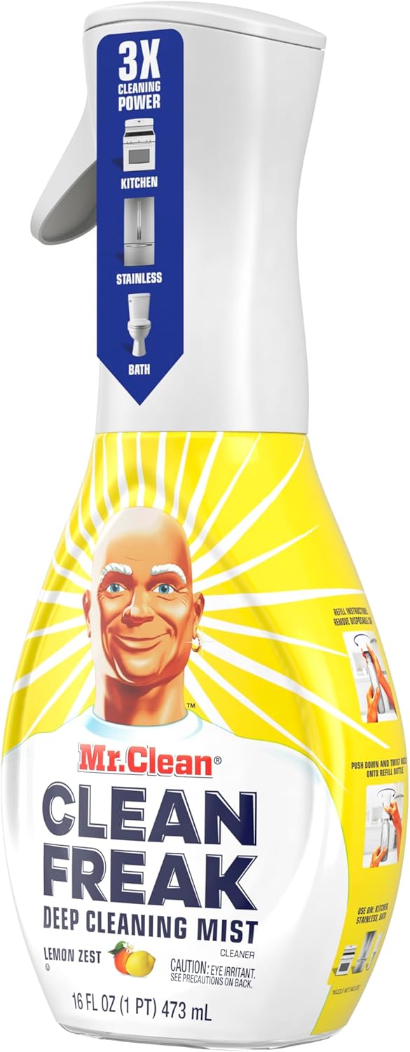 Mr. Clean Clean Freak Multi-Surface Cleaning Spray - Deep Cleaning Mist Starter Kit & Refill Bundle, Lemon Zest, 64 fl oz