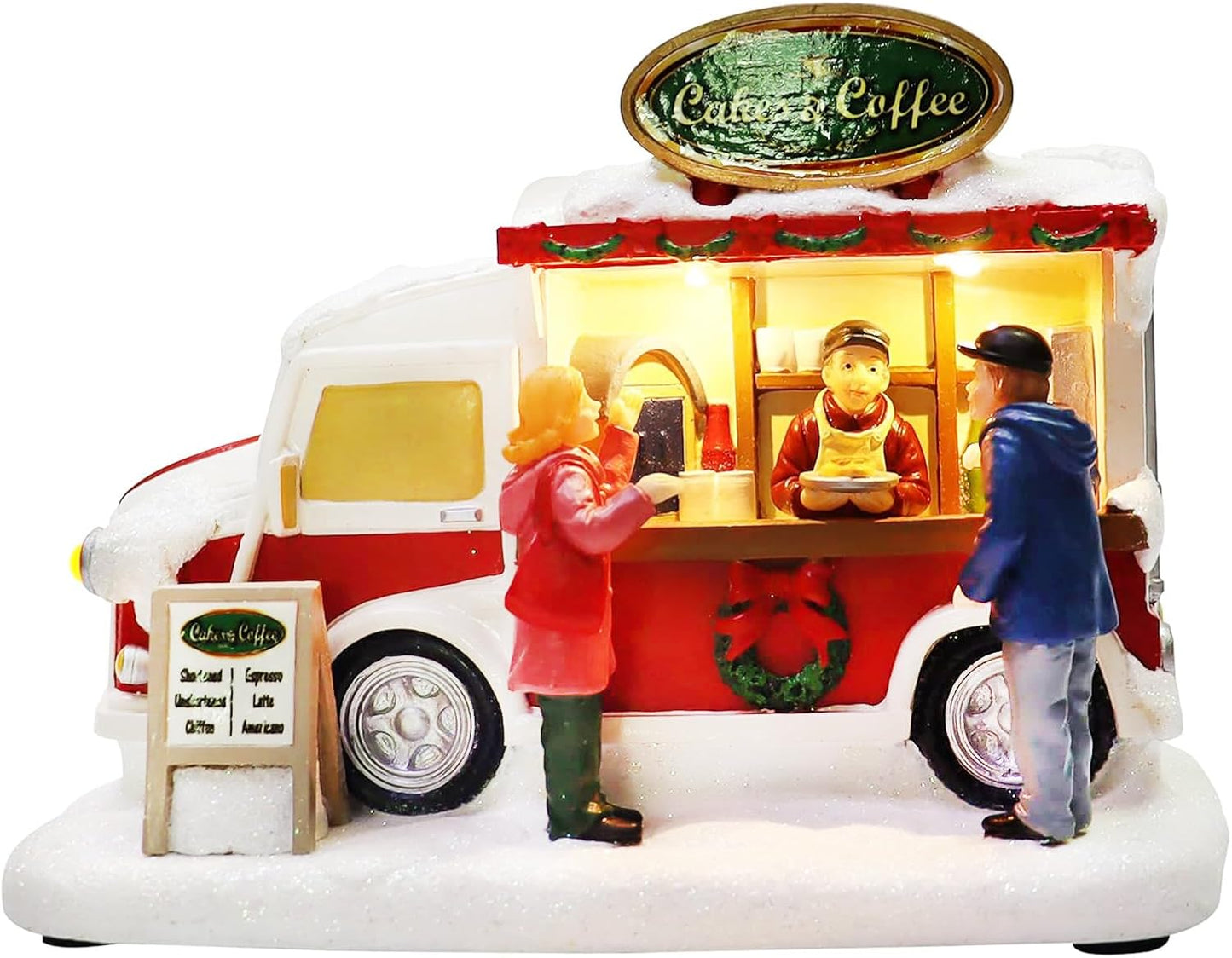 Moments In Time Christmas Village - Lighted LED Food Truck Scene | Hand-Painted Holiday Tabletop Décor