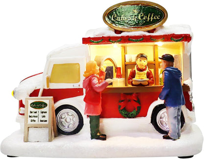 Moments In Time Christmas Village - Lighted LED Food Truck Scene | Hand-Painted Holiday Tabletop Décor