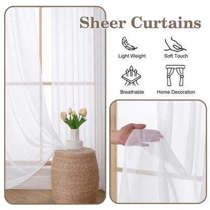 OWENIE White Pinch Pleated Sheer Curtains 84 Inches Long 2 Panels Set for Bedroom Living Room, Soft Airy Light Filtering Sheer Privacy Curtains Drapes, White, 2Pcs, Each 40x84 Inch