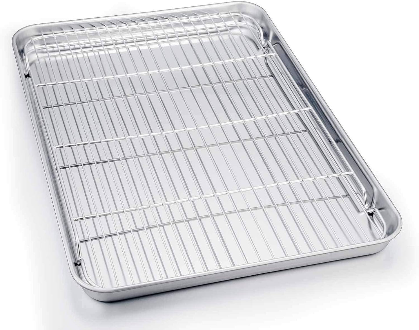 TeamFar Baking Sheet Set - Stainless Steel Half Size Cookie Sheet with Cooling Rack, 20” x 14” x 1”, Non-Toxic & Dishwasher Safe