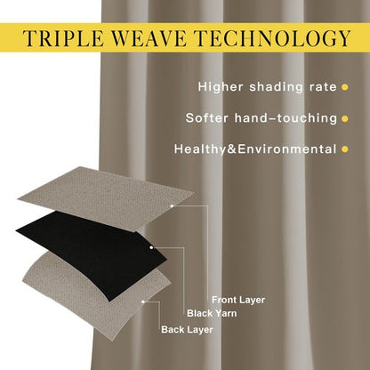 NICETOWN Bedroom Blackout Curtain Panels - Home Fashion Window Treatment Ring Top Blackout Draperies and Drapes (52 inches x 63 inches, Set of 2 Panels, Taupe)