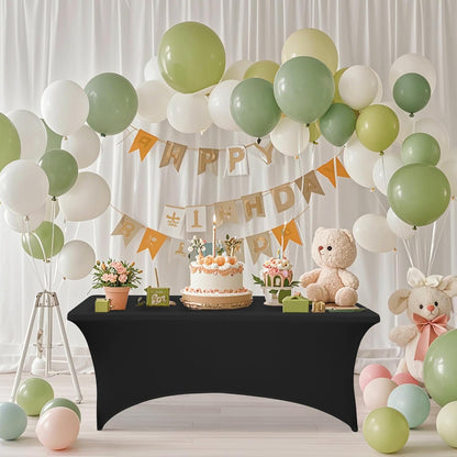 Skiennix 4FT Rectangular Table Cloth - Washable Black Spandex Cover for Events, Parties & Weddings