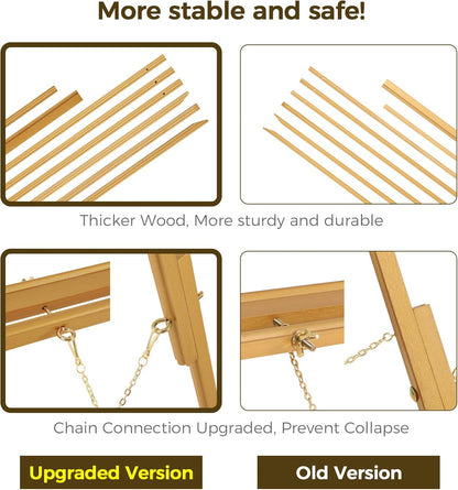 VISWIN 63" Gold Wooden Easel Stand - Tripod Display for Wedding Signs, Posters & Canvas Art