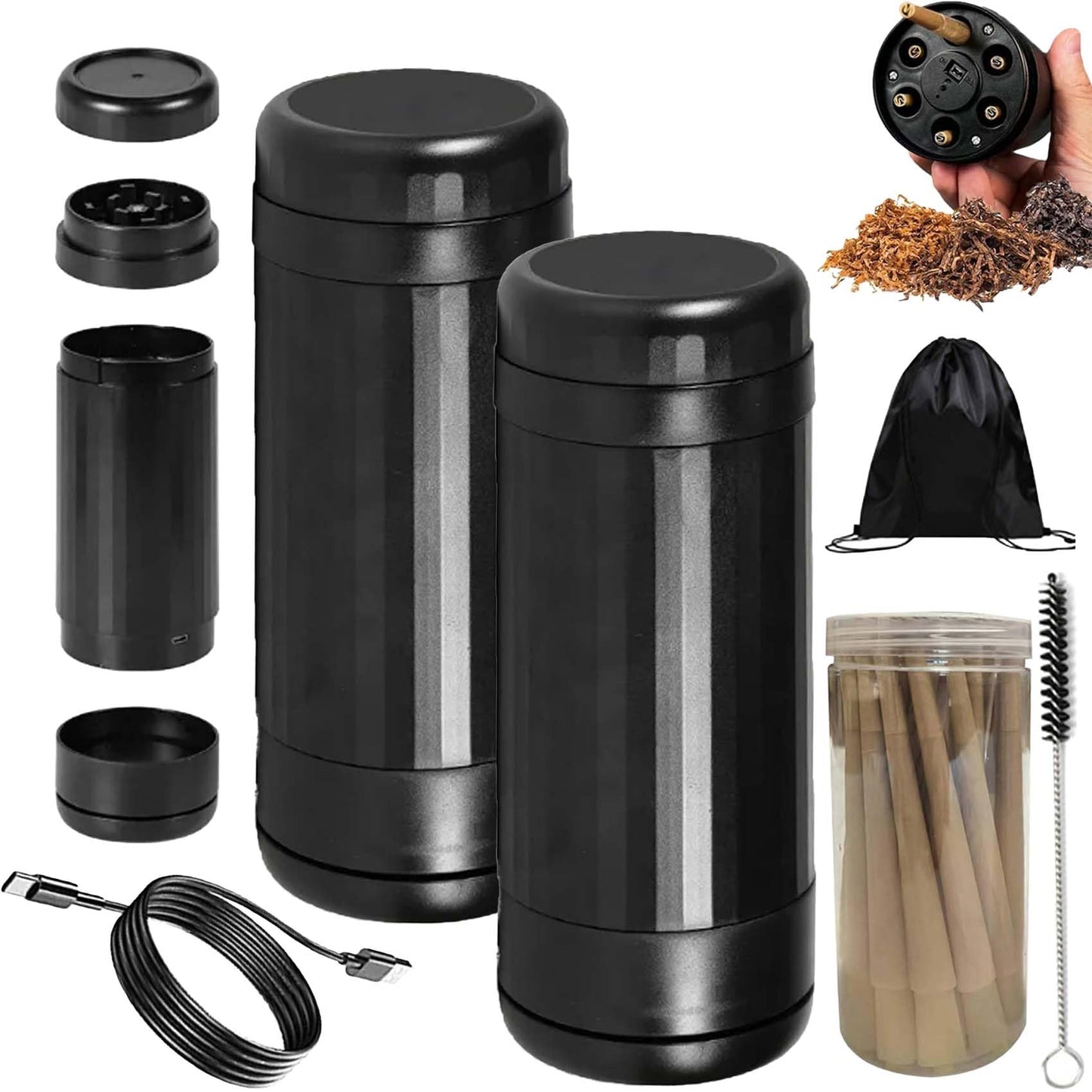 Swifty Roll - The Swifty Cylinder,2025 Upgraded the Swifty Cylinder Grinder and Roller,2in1 Swifty Roll Grinder and Cone Filler,Electric Rolling Machine,Say Goodbye to Hassle of Rolling by Hand (2pcs)