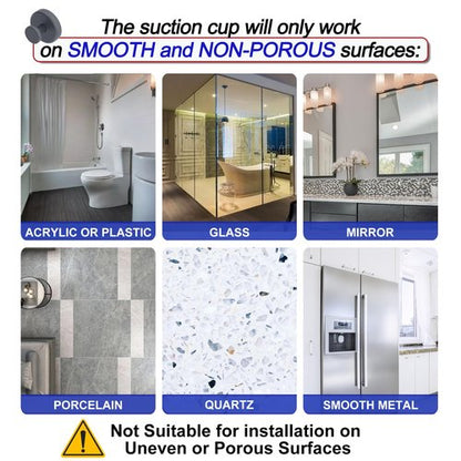 Bntuk Suction Cup Hooks for Shower, Removable Towel Hooks for Bathroom Window Glass Door Wall, Bath Robe Looafh Hook for Hanging - 4 Pack, Grey