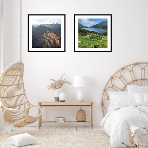 JCJMY 24x24 Picture Frame - Black Wall Hanging Frame with 20x20 Mat & Shatter Resistant Plexiglass