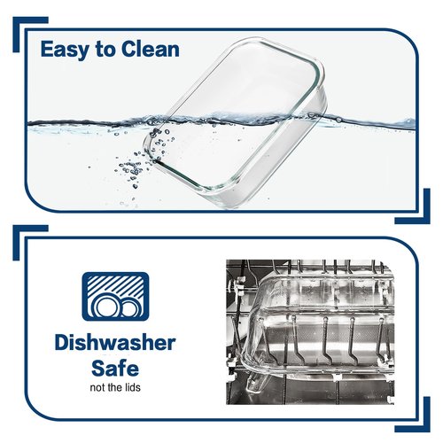 HOMBERKING 10 Pack Glass Meal Prep Containers, Glass Food Storage Containers with Lids, Airtight Glass Lunch Bento Boxes, BPA-Free & Leak Proof, 36oz & 14oz (10 lids & 10 Containers) - Deep Blue