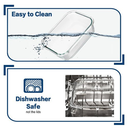 HOMBERKING 10 Pack Glass Meal Prep Containers, Glass Food Storage Containers with Lids, Airtight Glass Lunch Bento Boxes, BPA-Free & Leak Proof, 36oz & 14oz (10 lids & 10 Containers) - Deep Blue