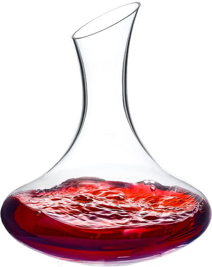 Wine Decanter, 1100ml /37.2oz Red Wine Decanter, Hand Blown Lead-Free Crystal Wine Carafe, Small Decanter for White and Red Wine, Elegant Design Easy Pour, Wine Gifts for Christmas