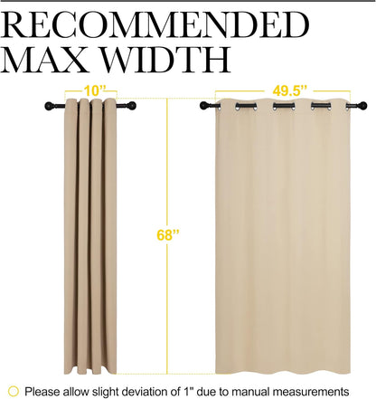 NICETOWN Room Darkening Curtain Panels - Thermal Insulated Grommet Drapes for Windows | Biscotti Beige, 2 Panels, W55 x L68-Inch
