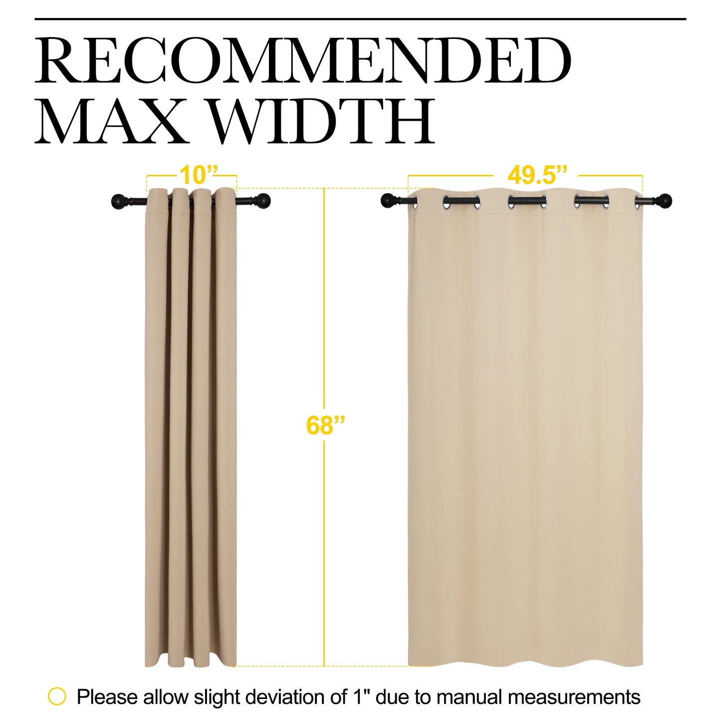 NICETOWN Room Darkening Curtain Panels for Cafe, Thermal Insulated Grommet Room Darkening Draperies/Drapes for Window (Biscotti Beige, 2 Panels, W55 x L68 -inch)