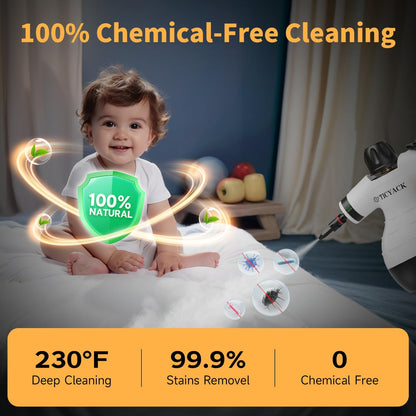 TICYACK Handheld Steam Cleaner - Multi-Surface Deep Cleaning with 16 Accessories & Safety Lock | White/Black