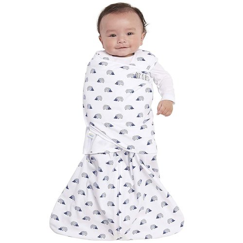 HALO 100% Cotton Sleepsack Swaddle - 3-Way Adjustable Wearable Blanket, Navy Hedgehog, Small (3-6 Months)