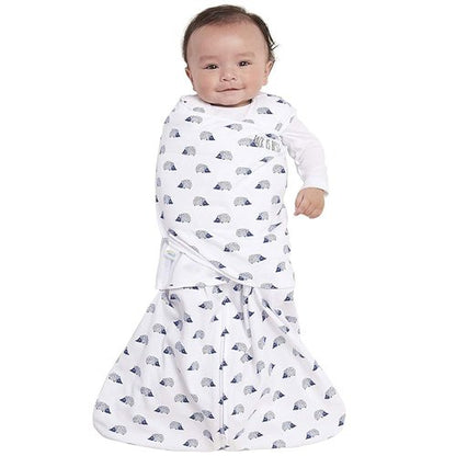 HALO 100% Cotton Sleepsack Swaddle - 3-Way Adjustable Wearable Blanket, Navy Hedgehog, Small (3-6 Months)