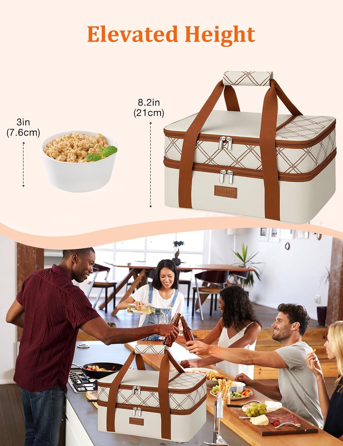Vuudh Expandable Casserole Carrier - Double Decker Insulated Tote for Hot & Cold Dishes | Perfect for Picnics & Potlucks