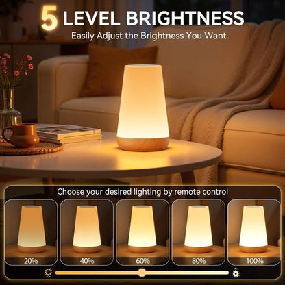 Auxmir LED Night Light - Touch & Remote Control Dimmable Tabletop Lamp | 13 RGB Colors, Rechargeable, Portable for Kids & Nursery