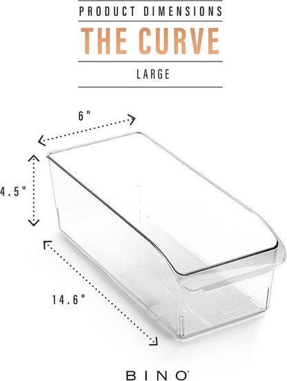 BINO Large Plastic Storage Bins - Multi-Use Fridge/Freezer Organizer | BPA-Free | Curve Collection