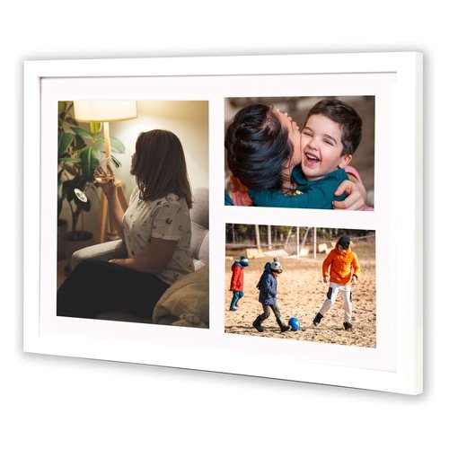 Golden State Art, Set of 2, 12x17 White Wood Picture Frame - White Mat for 8x10 And 5x7 Photos - Tempered Glass, Sawtooth Hanger, Swivel Tabs - Wall Mounting - Great for Gift