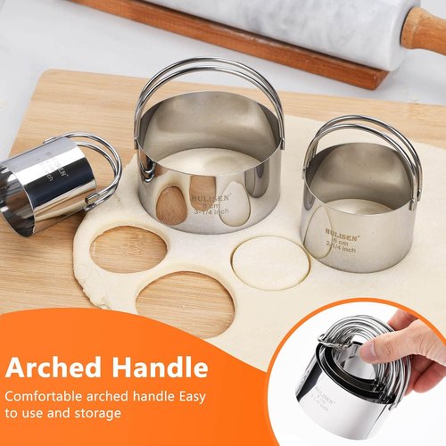 HULISEN Stainless Steel Biscuit Cutter Set - Durable Baking Tools with Ergonomic Grip | 3-Piece Set