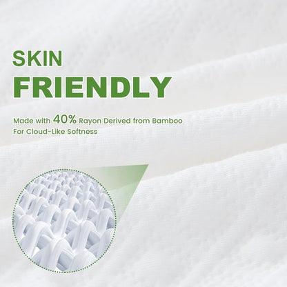 KUUP Waterproof Queen Mattress Protector- Hypoallergenic Odor-Free Rayon Derived from Bamboo, Breathable Cooling 3D Air Noiseless Mattress Cover Fits 11" Deep Pockets