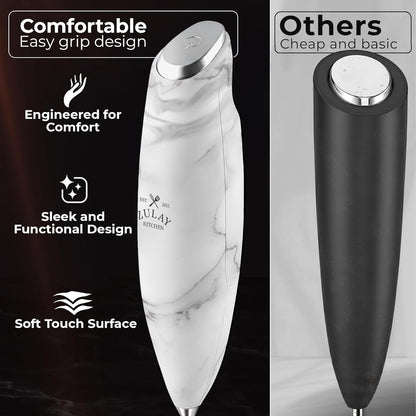 Zulay Kitchen Patented Tornado Triple Whisk Milk Frother with 4 Duracell Batteries – Handheld Foam Maker for Coffee, Lattes, Matcha & Hot Chocolate – Rich, Creamy Froth in Seconds