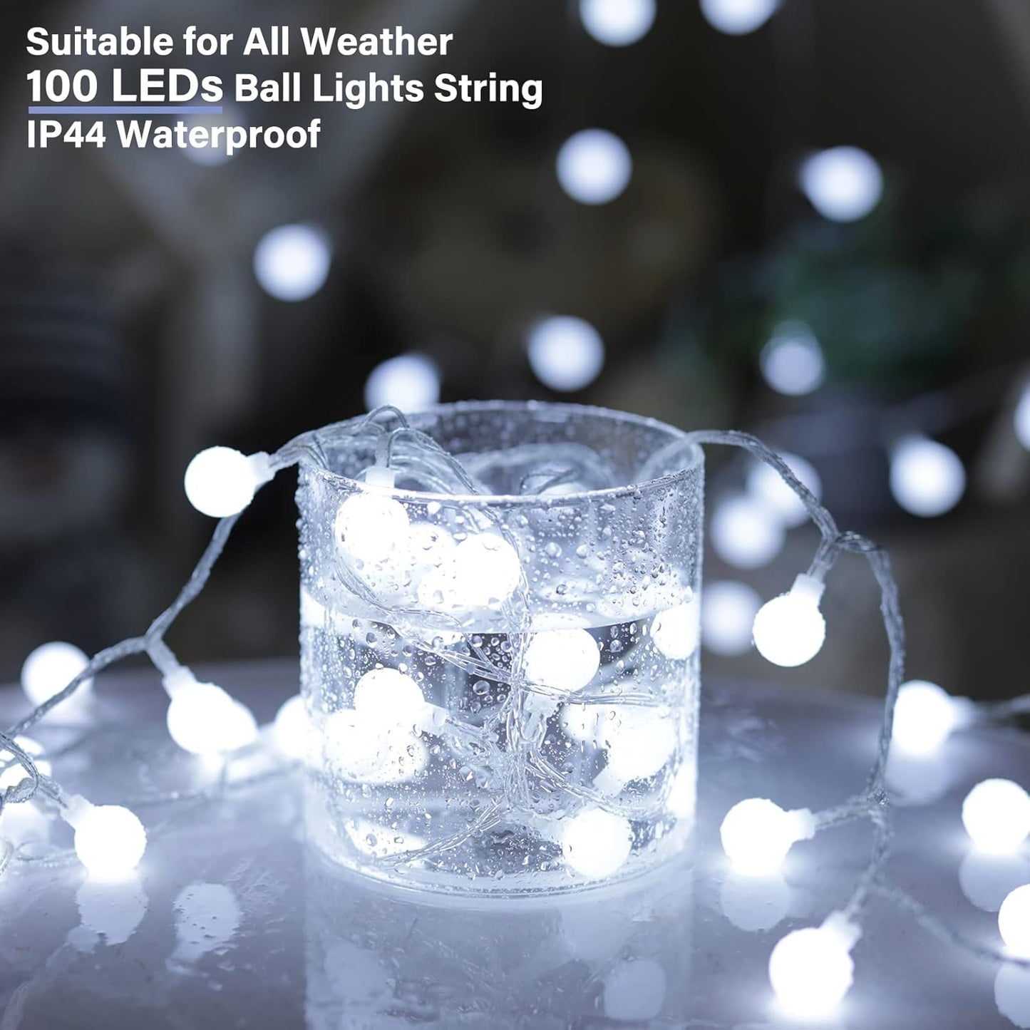 Minetom 33 Feet Globe Ball String Lights - 100 LED Waterproof Fairy Lights with Remote | Pure White for Indoor & Outdoor Decor