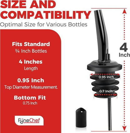 48 Pack Stainless Steel Bottle Pourers for Alcohol, Liquor, and Wine - Bar Accessories, Spouts for Bottles and Dispensers (gun black)