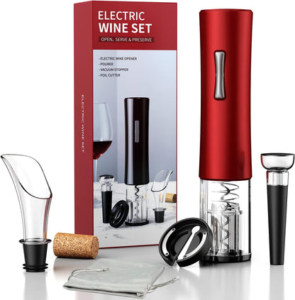 Wine Bottle Opener, A Must-Have for Wine Lover Gift,Electric Wine Bottle Opener with Foil Cutter,Vacuum Stoppers,and Pourer