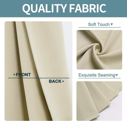 ChrisDowa Room Darkening Curtains - 108-Inch Long Grommet Blackout Panels Set | Thermal Insulated Beige