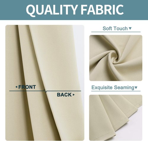 ChrisDowa Blackout Curtains - 72-Inch Thermal Insulated Grommet Panels Set for Bedroom & Living Room (Beige, 2 Panels)
