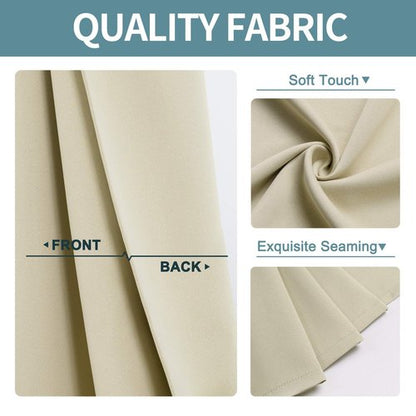 ChrisDowa Grommet Room Darkening Curtains for Bedroom and Living Room - 2 Panels Set Thermal Insulated Blackout Curtains (Beige, 52 x 95 Inch)