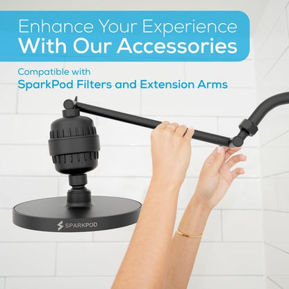 SparkPod Shower Head - High Pressure Rain - Premium Quality Luxury Design - Easy Clean Adjustable Replacement for Your Bathroom Shower Heads (Midnight Black Matte, 8 Inch Round)