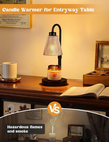 Innqoo Amber Candle Warmer Lamp with Timer, Dimmable Candle Warmer for Jar Candles, Height Adjustable Wax Melts Warmer, Birthday Gifts for Women Mom, House Warming Gifts New Home Decor