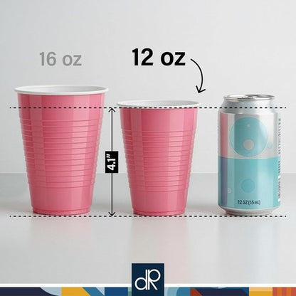 DecorRack Red Plastic Cups - 12 oz Disposable & Reusable Party Supplies | 40 Count Pack