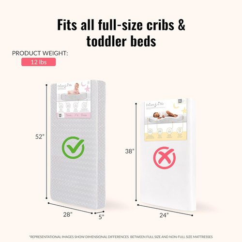 Dream On Me Baby Crib Mattress - Honeycomb Orthopedic Fiber Core for Optimal Support | Waterproof, 5” Thickness