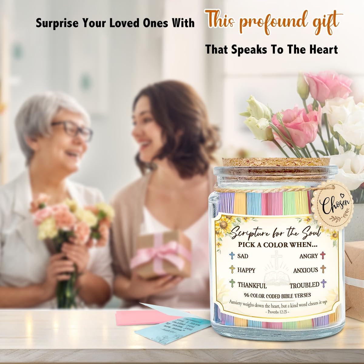 Regine Switzerland Inspirational Bible Verse Jar - Meaningful Religious Gift for Mom | Prayer Jar with Scriptures
